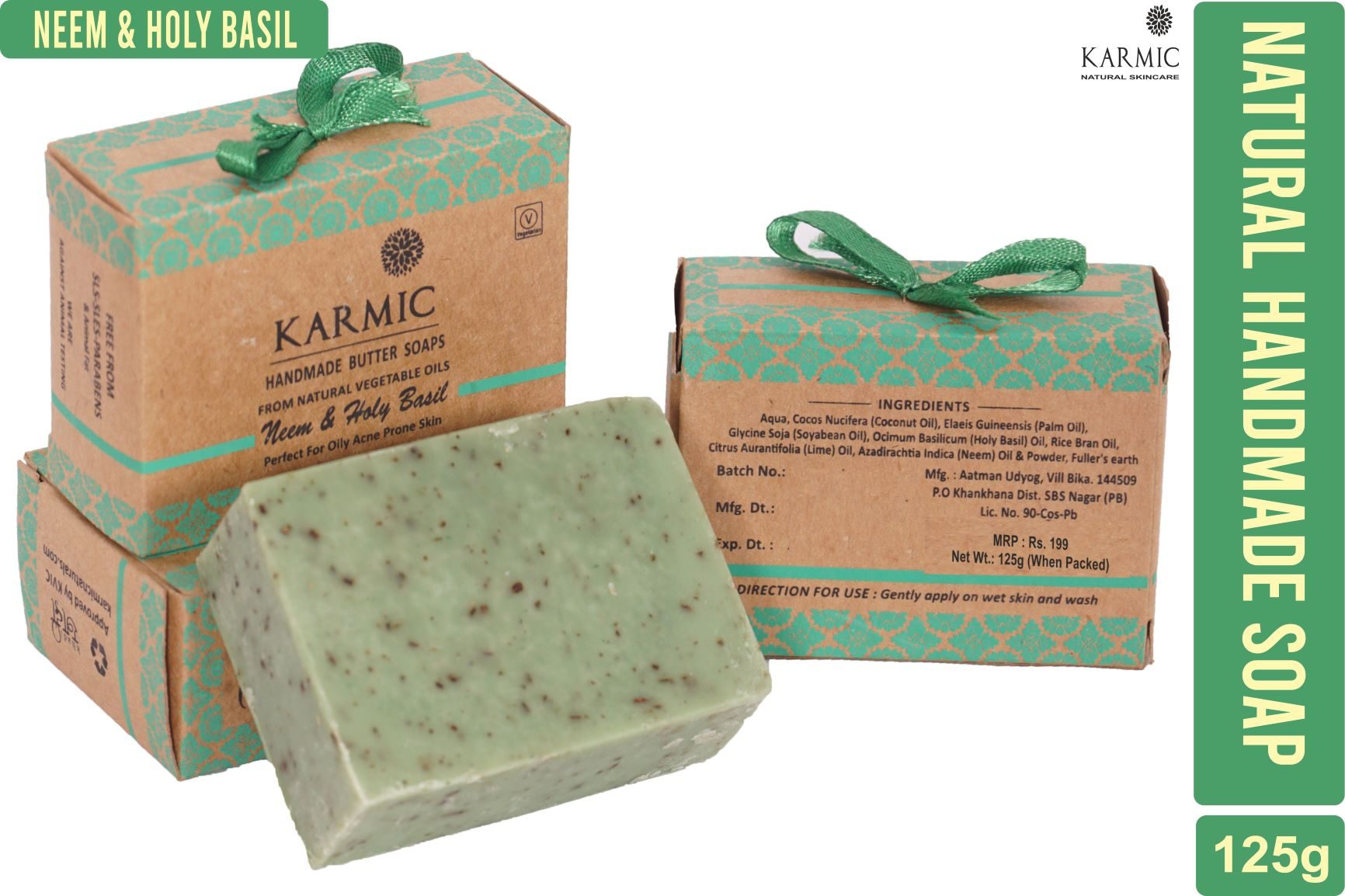 KARMIC Handmade Neem and Holy Basil Tulsi Soap Karmic Naturals